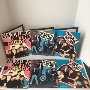 NEW KIDS ON THE BLOCK: lot of 6 3 ring binder paper folders vintage